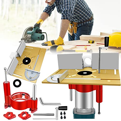 Routeur Lift, Table Fraisage Défonceuse Jeu 3 Plaques D'Insertion Table Fraisage Table Fraisage Défonceuse Système Précision Router Lift Table D'Insertion Plaque Lift Base Support Levée Maximale 47Mm
