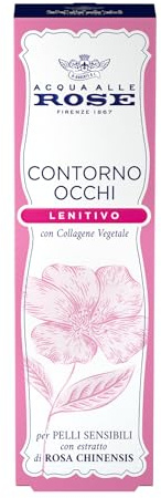 Acqua alle Rose, Contorno Occhi Antirughe Lenitivo, Crema Occhi Antirughe, Antiborse e Antiocchiaie - Con Collagene Vegetale di Rosa Chinensis, Ideale per Pelli Sensibili o Secche - 15 ml