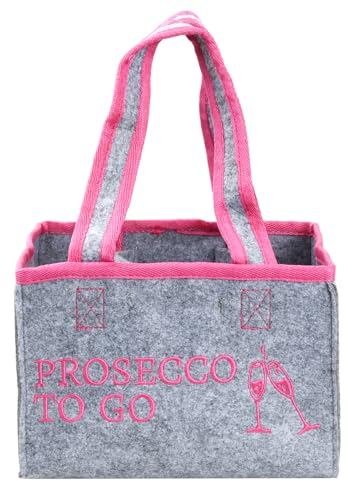 1 STK Damen Handtasche Flaschenkorb, 6 Flaschen Damen Handtasche, Flaschentasche In Grau und Pink, mit Seperate Trennwand, für Champagner Bierdosen Cocktailflaschen Getränkedosen - 22x15x15cm