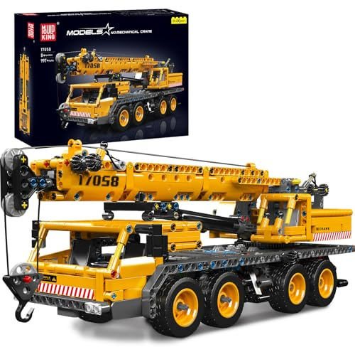 Mould King 17058 City Mobile Crane Truck Toy Building Set, Construction Vehicle Model Blocks Kit for Adults, Toys Gifts for Kids Children, Playset for Boys and Girls Ages 8+(997 Pieces)