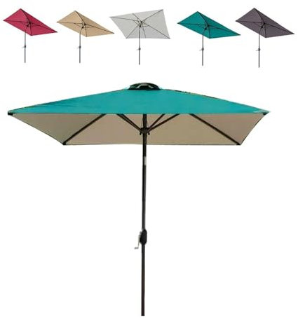 IMUNKT Parasol De Jardin Extérieur Carré avec Manivelle Inclinable 2x2m 2x3m Parasol De Plage Parasol De Balcon Portable pour Marché, Cour, Extérieur(Green,2x2m(6.5'x6.5'))