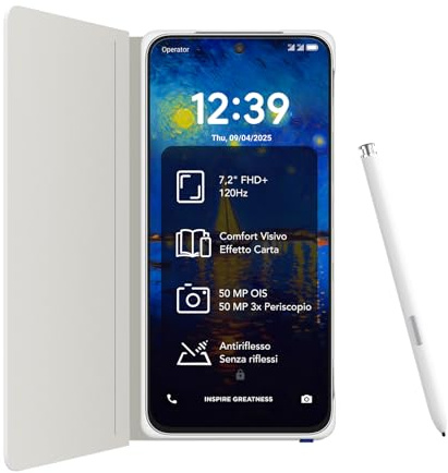 TCL NXTPAPER 60 Ultra 5G Android Smartphone,7.2 FHD+,12GB RAM+512GB ROM,Eye Care Phone,Lunar White,with Flip Cover and Stylus
