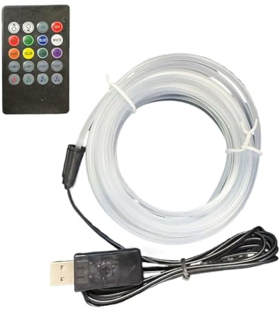 Fyrdyn Iluminación Ambiental para Coche - Luces Interiores de 7 Colores Activadas por Voz | para Automóvil Salón Dormitorio Televisor Estantería Monitor Salpicadero