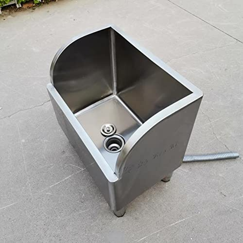 JKJZSALJ Floor Mop Sink,Stainless Steel Commercial Mop Sink With Deep Basin & Drainpipe - Utility Slop Sink For Kitchens & Garages, Clog-Free Design, 80X41X55Cm, Silver Finish,Silver,45x41x55cm