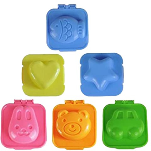 Bento-tillbehör, kokt äggform 3D tecknad sushi risformar 6 st plastäggformare gör-det-själv-verktyg Bento tillbehör, slumpmässig färg