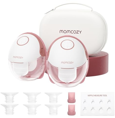 Momcozy M6 elektrisk handsfree bröstpum, 295mmHg, 3 lägen, 9 inställningar | Motor av andra generationen, DoubleFit-bricka och LED-display för stabil sugkraft, bekväm passform och enkel styrning