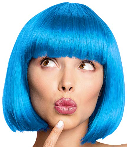Balinco – Bob Perücke für Damen & Herren Türkis – Kurzhaarperücke Pagenkopf, Cabaret & Charleston für Karneval, Fasching & Motto Party – Einheitsgröße Unisex aus Polyester - Inkl. Haarnetz