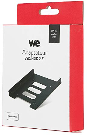 WE Cadre de Montage pour 2,5 Disque Dur HDD/SSD, 2,5 vers 3,5 en Baie Cadre de Montage Soutien Rails avec vis Câble SATA et Adaptateur Secteur