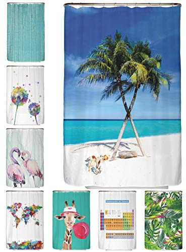 arteneur® - Strand - Anti-Schimmel Duschvorhang 120x180 - Recycelt mit Öko-Tex Standard 100 - Beschwerter Saum, Blickdicht, Wasserdicht, Waschbar, 8 Ringe & E-Book