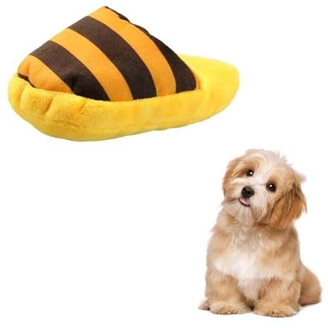 FuninCrea Hund Plüsch Spielzeug, Niedlich Plüsch Hausschuhe Spielzeug Interaktive Hundespielzeug für Mittelgroße Hunde und Welpen Kuscheltier Kauspielzeug für Verringerung der Langeweile (Gelb)