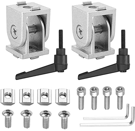 JiGiU Conector articulado en ángulo para perfil de aluminio de 20 x 20 mm, ranura de 6 mm, articulación articulada de aleación de zinc con palanca de sujeción, articulación giratoria flexible para