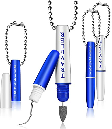 4pcs Denti Smacchiatore di Viaggio Picks Mini Holder Riutilizzabile Portatile Pocket Tool Set Rimuovere Placca Tartaro Pulizia Kit con catena