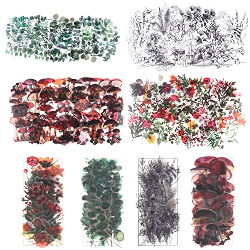 RISYPISY 160Stück Floral Aufkleber, Eukalyptus Pflanze Aufkleber Set Dekorative Abziehbilder Scrapbooking Aufkleber für Journaling, Kunsthandwerk, Laptop