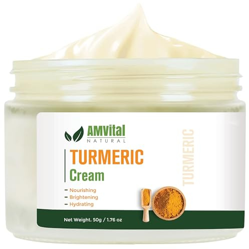 AMVital Turmeric Cream: A Natural Turmeric Moisturiser to Soothe and Moisturize Face and Neck, Handmade Natural Body Cream, Suitable for All Skin Types