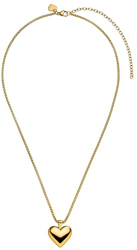 Purelei Collana Lovebird - Collana da donna in acciaio inossidabile - Collana con ciondolo a cuore waterproof - Lunghezza regolabile 45-55 cm - Collana per un look personalizzato (Oro)