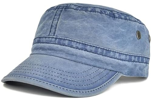 BABAHU Washed Cotton Military Caps Cadet Army Caps Unique Design (UK, Alpha, One Size, Navy)