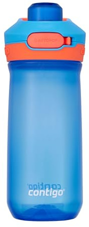Contigo Jessie Autopop Kids Water Bottle | Large Drinking Bottle | 100% Leak-Proof & Dishwasher Safe | Ideal for Daycare, Kindergarten, School, Sports | 420 ml | Blue Poppy