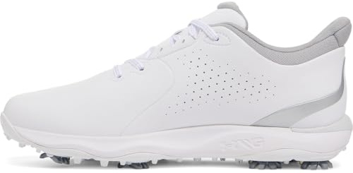 Under Armour Herren Drive Fade Golf Cleats Sneaker, (101) Weiß/Weiß/Metallic-Silber, 45 EU