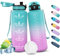 HoneyHolly Gourde Sport, 1500ml Étanche & Réutilisable, Bouteille, Motivation avec Filtre Gourde, Bouteille d'eau, Gourdes pour Gym, Ecole, Cyclisme, Plein air, Sport