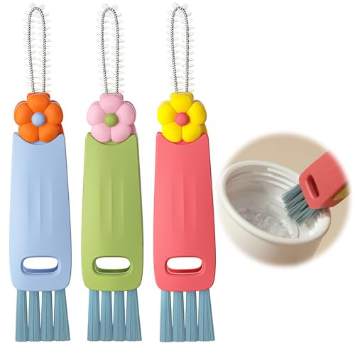 3 Unidades 3 en 1 Cepillo de Limpieza para Tazas Tapa de Vasos Cepillo de Limpieza Limpiador de Botellas Tapa Multifuncional para Diferentes Tazas y Botellas