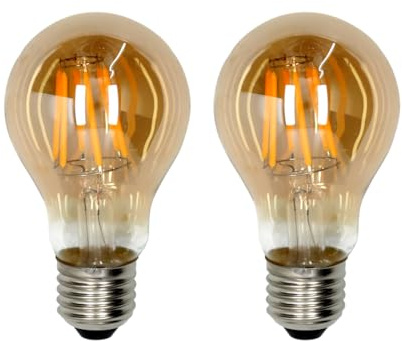 Jandei - 2 x Bombilla LED Filamento de 4,5W, Rosca E27 Edison, Vintage, Acabado Cristal ámbar, 2200K, 590 lúmenes. Decorativa, Elegante, No Regulable, Dimensiones: 6 cm x 11 cm