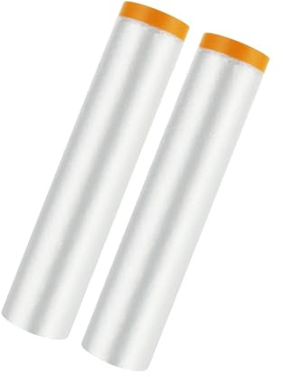 Vrexziy 2 Rolls Drop Film Pre-Taped Masking Film, 200cm x 20m Masking Film Rolls with Self-Adhesive Tape, Self-Adhesive Dust Paint Protective Drop Film for Furniture Covering