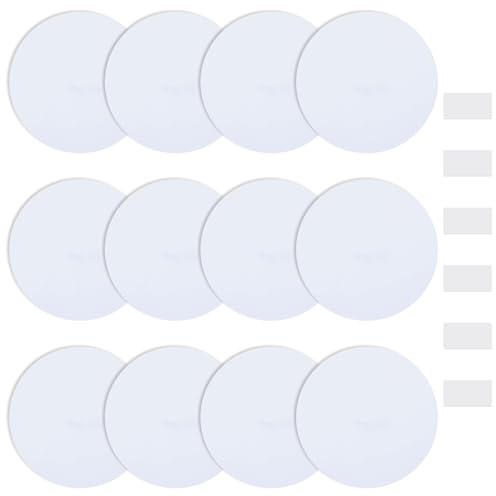 UFURMATE 12Pcs Round Wall Hole Cover Plate 5 Inch PVC Plastic Ceiling Cover Blank Round Decorative Wall Plate for Holes, Scratches(Pure White)