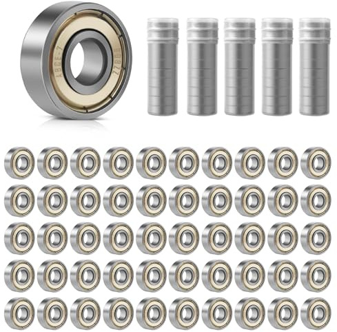 50 cuscinetti a sfera, 608ZZ 8 x 22 x 7 mm, cuscinetti a sfera scanalati in miniatura, cuscinetti di precisione in acciaio al carbonio, 608 cuscinetti a sfera per skateboard, biciclette