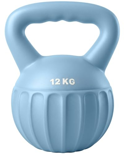 SPORTNOW Kettlebell 12 kg avec Poignée Antidérapante Haltère à Boule Bleu