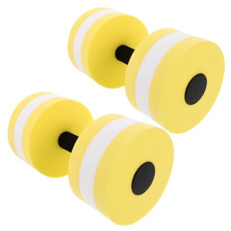 HEALLILY 2Pcs Water Dumbbells for Pool Exercise, EVA Foam, Yellow, 27cm | Ergonomic Handle, Floating Resistance Training, Lightweight Aquatic Fitness, Tones Muscles for Swimming Pools and Aerobics