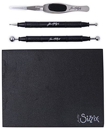 Sizzix Tim Holtz Shaping Kit 665304 – Scrapbooking and Cardmaking Paper Sculpting Set (Black) 665304-Scrapbooking und Kartenpapier (schwarz), Papier, Einheitsgröße