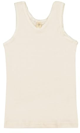 Dilling Kinder Unterhemd aus 100% Bio-Merinowolle – 1x1 Glattstrick, Mulesingfrei & Temperaturausgleichend – Unisex Tanktop für Jungen & Mädchen - Natur 98/104