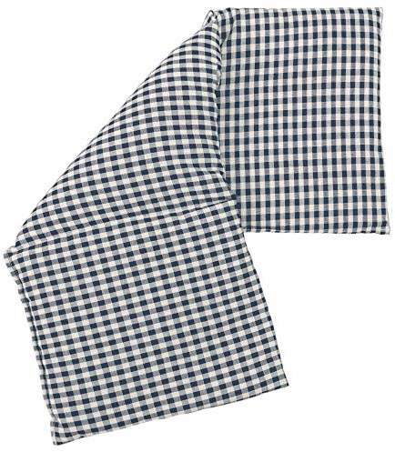 Cuscino con semi di uva, diviso en 3 compartimenti, 20x50cm. Cuscino termico riscaldabile e impacco freddo con tessuto di contone biologico blu e bianco.
