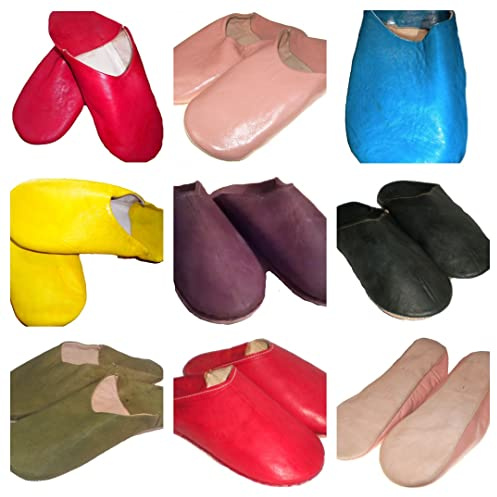 Terrapin Trading Fiera marocchino Pantofole/Babouche/Mocassini 100% Pelle Tradizionale marocchino (38, Blu)