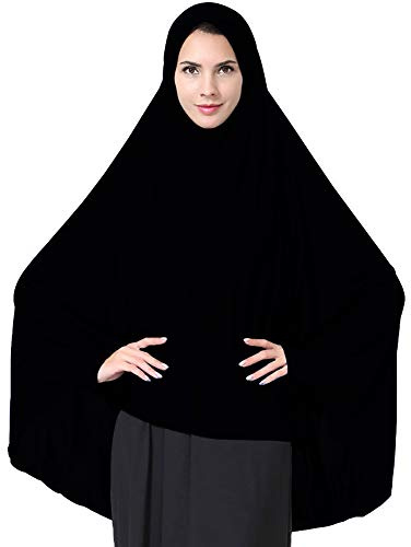 Women's Elegant Modest Muslim Islamic Ramadan Soft Lightweight Jersey Hijab Long Scarf, Black, M