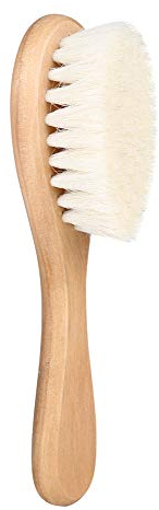 Babyhaarbürste Sanfte Haarpflege Ziegenhaar-Kamm Massagekamm für Babys Säuglingskopfmassage mit Holzgriff