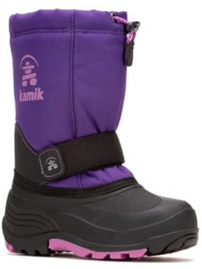Kamik Rocket Insulated Waterproof Upper for Kids Snow Boots - Adjustable Collar & Lace Lock, Purple/Orchid - 9 Toddler