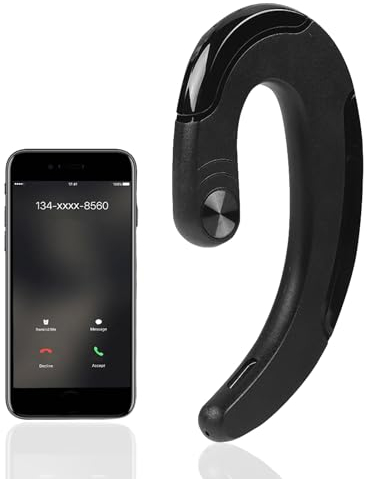 Bone Conduction Headphones, Wireless Bluetooth Bone Conduction Headset Earphone, Ear-Hook Stereo Earphones with Micphone, for iPhone iPad Samsung (Black)