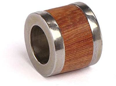 Gold77.de Beads Perlen Bart Perle Edelstahl DIY Großloch 7mm mit Holzeinlage CNC Firestone Beads Nr. 22 Designperle