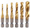 6Pcs Drill Tap Combination Titanium Coated HSS 1/4inch Hex Shank Metric Thread Drill and Tap Bits Set M3-M10