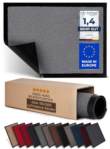 Carpet Diem Fußmatte, einfach sauber I Schmutzfangmatte Eingangsbereich - Fussmatte Innen & Außen, rutschfeste Türmatte, Schmutzfang Teppich für Haustür I Fußabtreter in Grau 60x90 cm