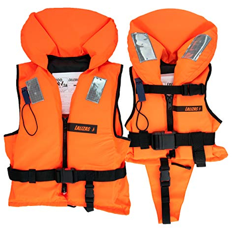 HonuNautic Feststoff Rettungsweste für Kinder und Erwachsene | Feststoffweste | 100 N, CE ISO 12402-4 | Größe 5 | für Erwachsene von 40 bis 50 kg | Orange