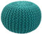 kreatives Wohnen Pouf Ø 55 cm Strickhocker Sitzpouf Sitzpuff Bodenkissen Grobstrick-Optik extrahoch Höhe 37 cm grün
