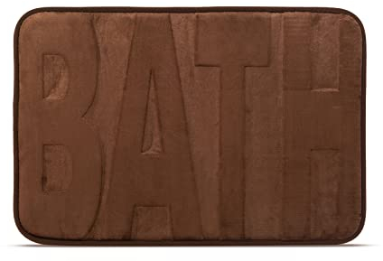 EKNA Home Badematte - Badvorleger Landhausstil - 60x40cm Badteppich braun - Badteppich mit Motiv - Badteppich Motiv - Badematte klein