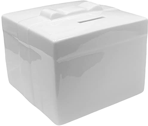 Juego de 4 huchas de porcelana blanca con forma de caja de regalo personalizable