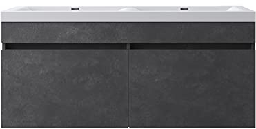 Mai & Mai Mobile Bagno Sospeso 120x48x55cm, Mobile da Bagno con Lavabo Doppio Grigio