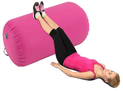 Yoga Rolle Pilates Rolle Yogarolle Yoga Rolle Air Rolle Turnen Air Roll für Erwachsene von Mehr als 1.5m/4.92ft, für Training Fitness Gymnastik Körperformung, PVC 100x80cm (Rosa)