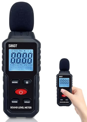 Medidor de decibelios, medidor de nivel de sonido de 30 dB a 130 dB con pantalla LCD retroiluminada, medidor de ruido para el hogar, vecinos ruidosos, fábrica