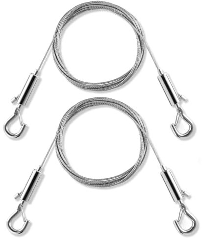 Alambre ajustable para colgar cuadros, kit mejorado para colgar marco de espejo, cuerda de alambre de acero inoxidable resistente de 6.6 pies, soporta hasta 100 libras (plata, 2 unidades de 6.6 pies)