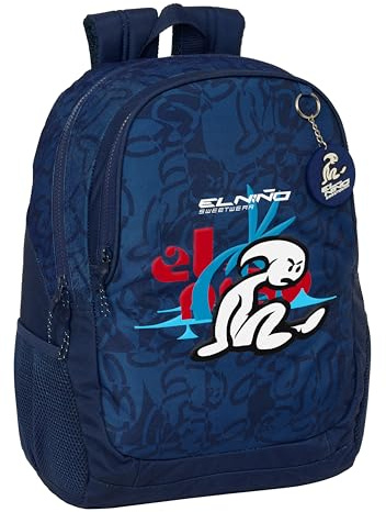Safta EL NIÑO PARADISE - Mochila Escolar Infantil, Ideal para Niños de Diferentes Edades, Cómoda y Versátil, Calidad y Resistencia, 32x16x44 cm, Color Azul Marino